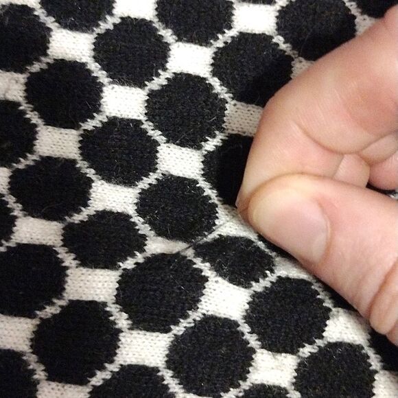 Chico's Women's Size 2 Polka Dot Button up Cardigan Top Black and White Coverup - Picture 11 of 16